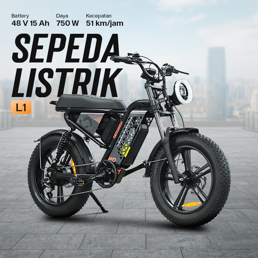 ClipClop Sepeda Listrik Fat Bike 20 Inch Brushless Motor 48V 15Ah 750W - L1