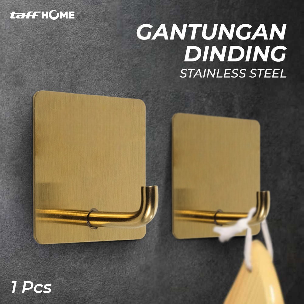 TaffHOME Gantungan Dinding Adhesive Wall Hook Stainless Steel - MT12