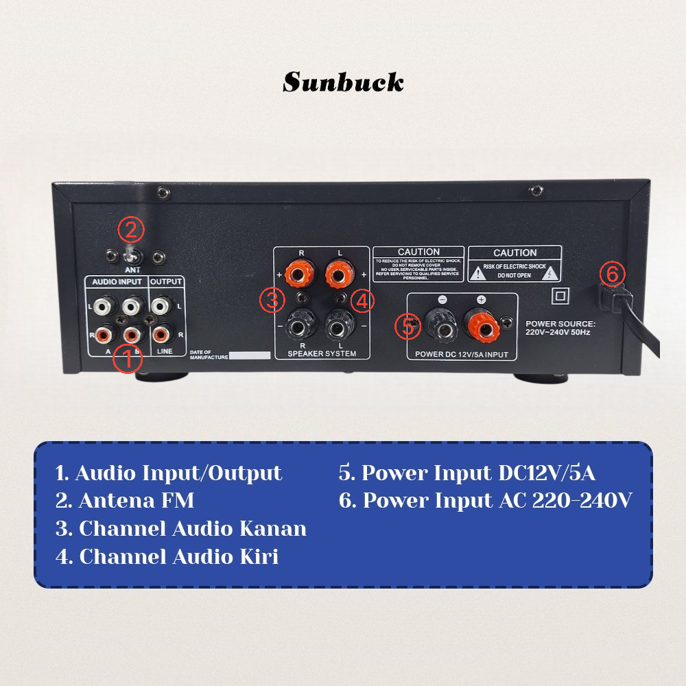 Sunbuck Audio Amplifier Bluetooth EQ Karaoke FM 2000W - AV-326Z PLUS