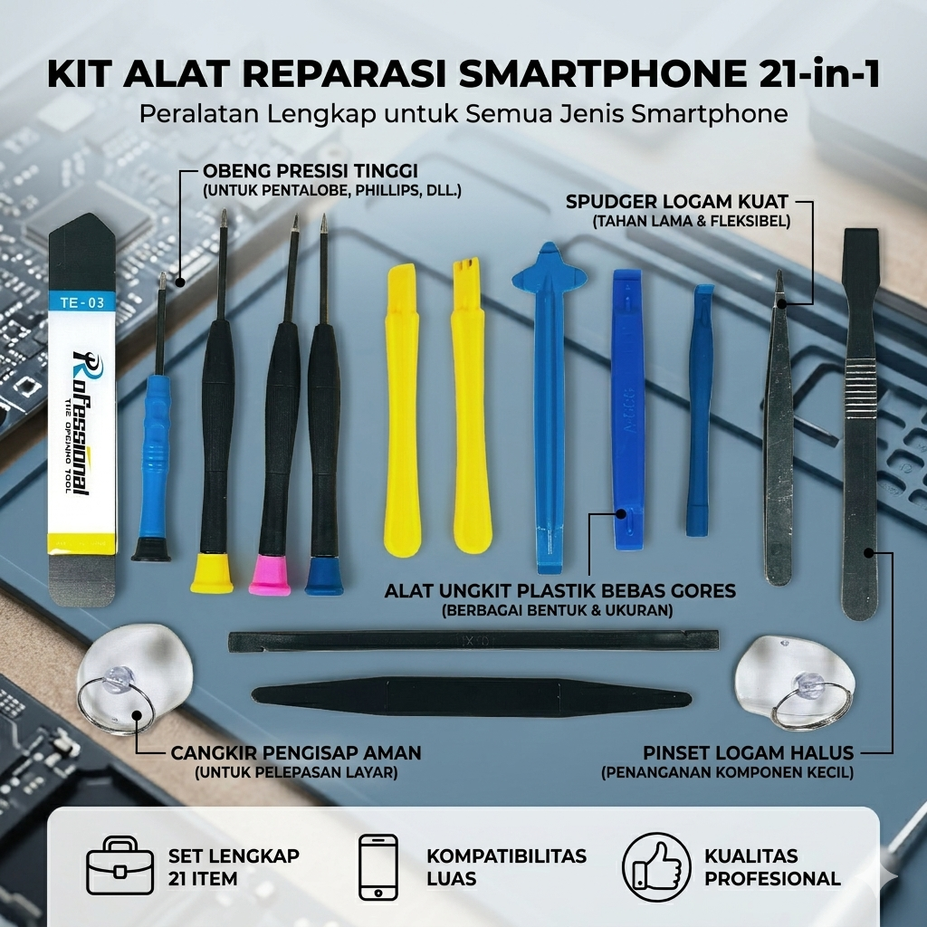 Taffware Peralatan Reparasi Smartphone 21in1 Repair Tools Set - TE-03