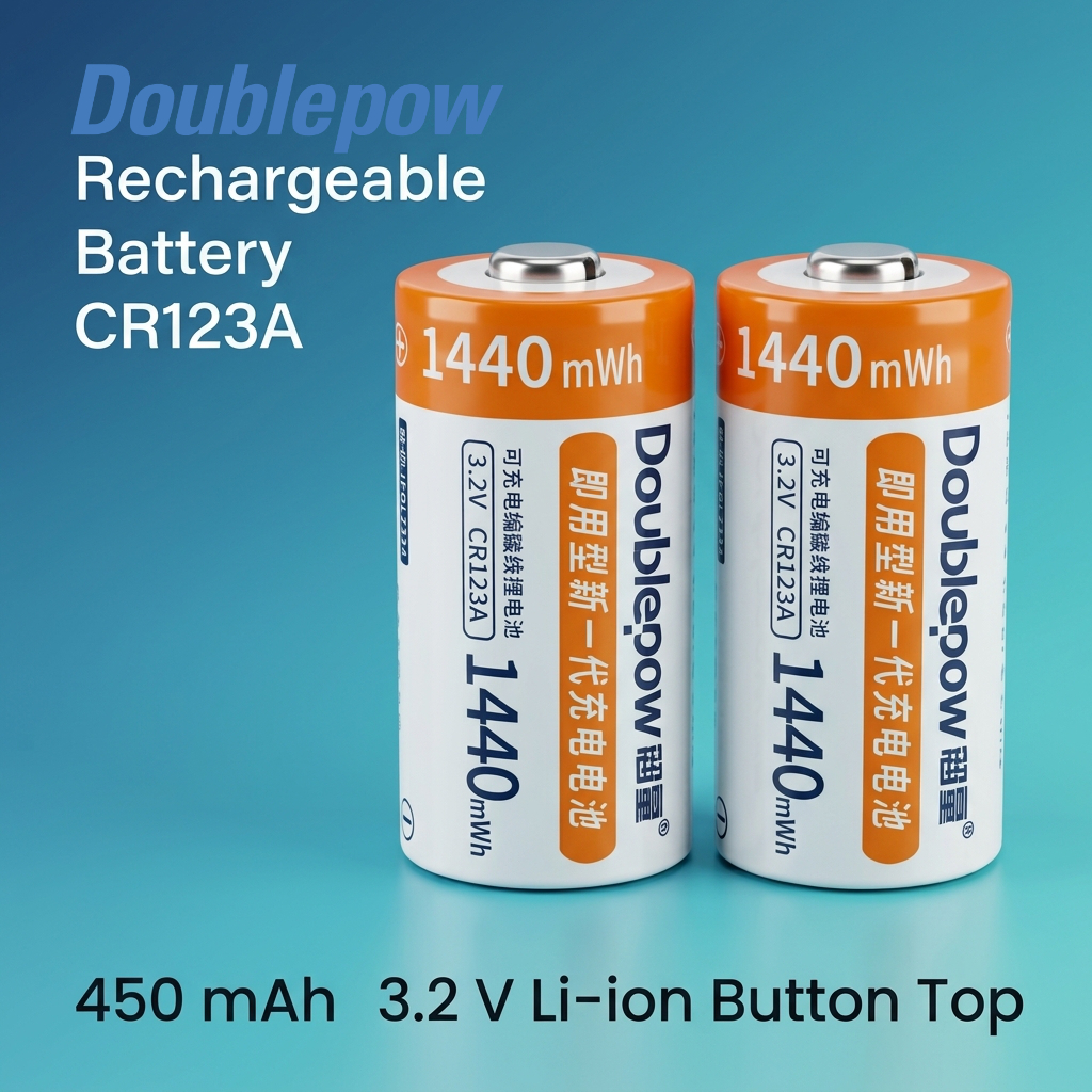 Doublepow Baterai Rechargeable CR123A Li-Ion 3V 450mAh 2 PCS