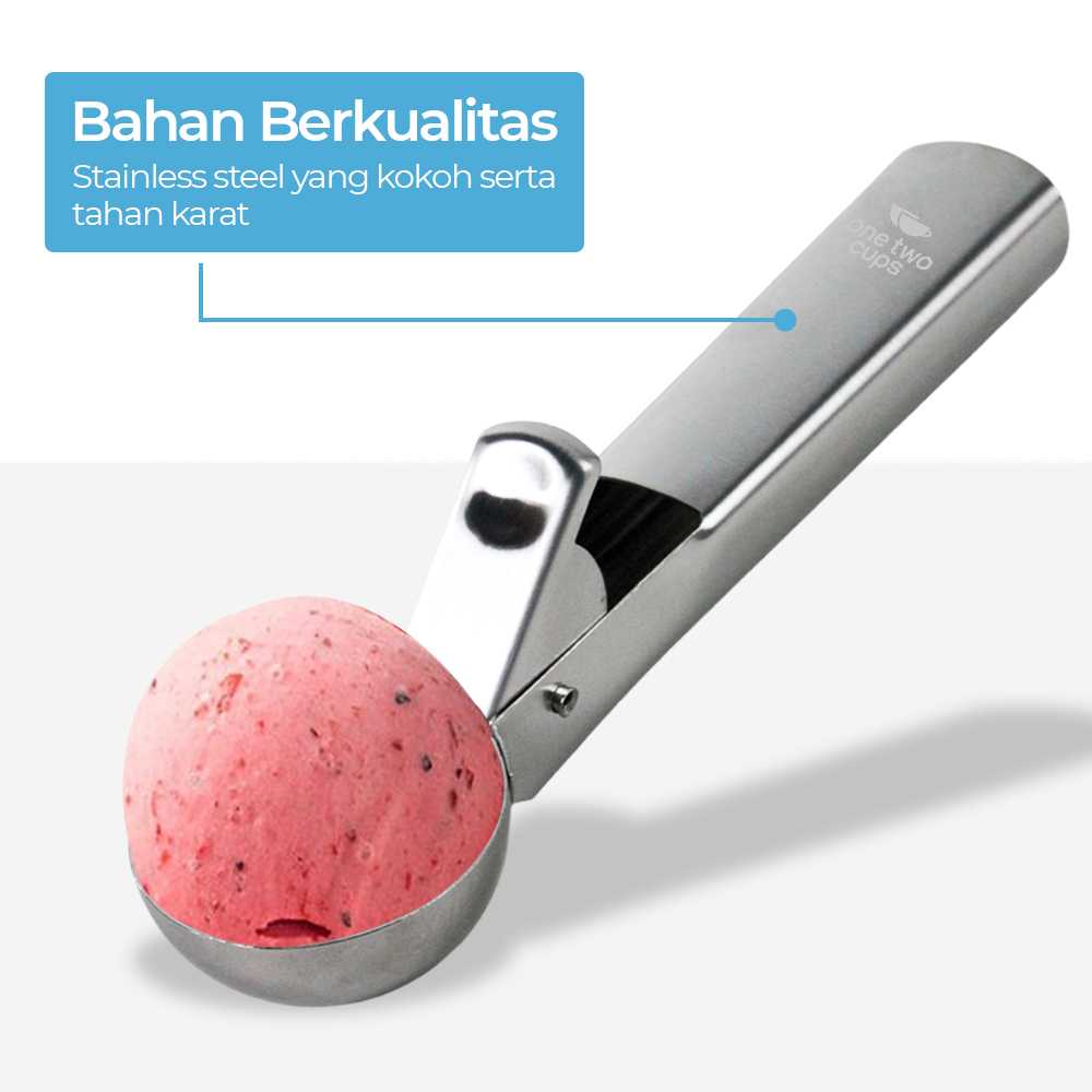 One Two Cups Sendok Scoop Es Krim dan Buah Stainless Steel 430 47mm - 164Z - Gambar 3