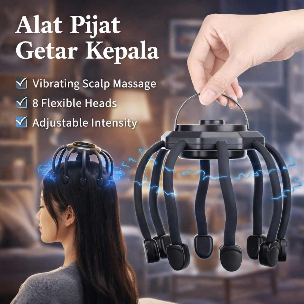 IMONE Alat Pijat Getar Kepala Elektrik Octopus Head Massager Vibration - LM-08