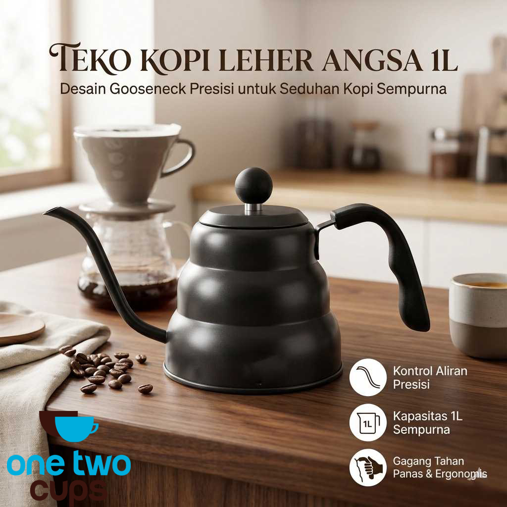 One Two Cups Teko Kopi Leher Angsa Gooseneck Pour Over Drip Kettle - RF-10