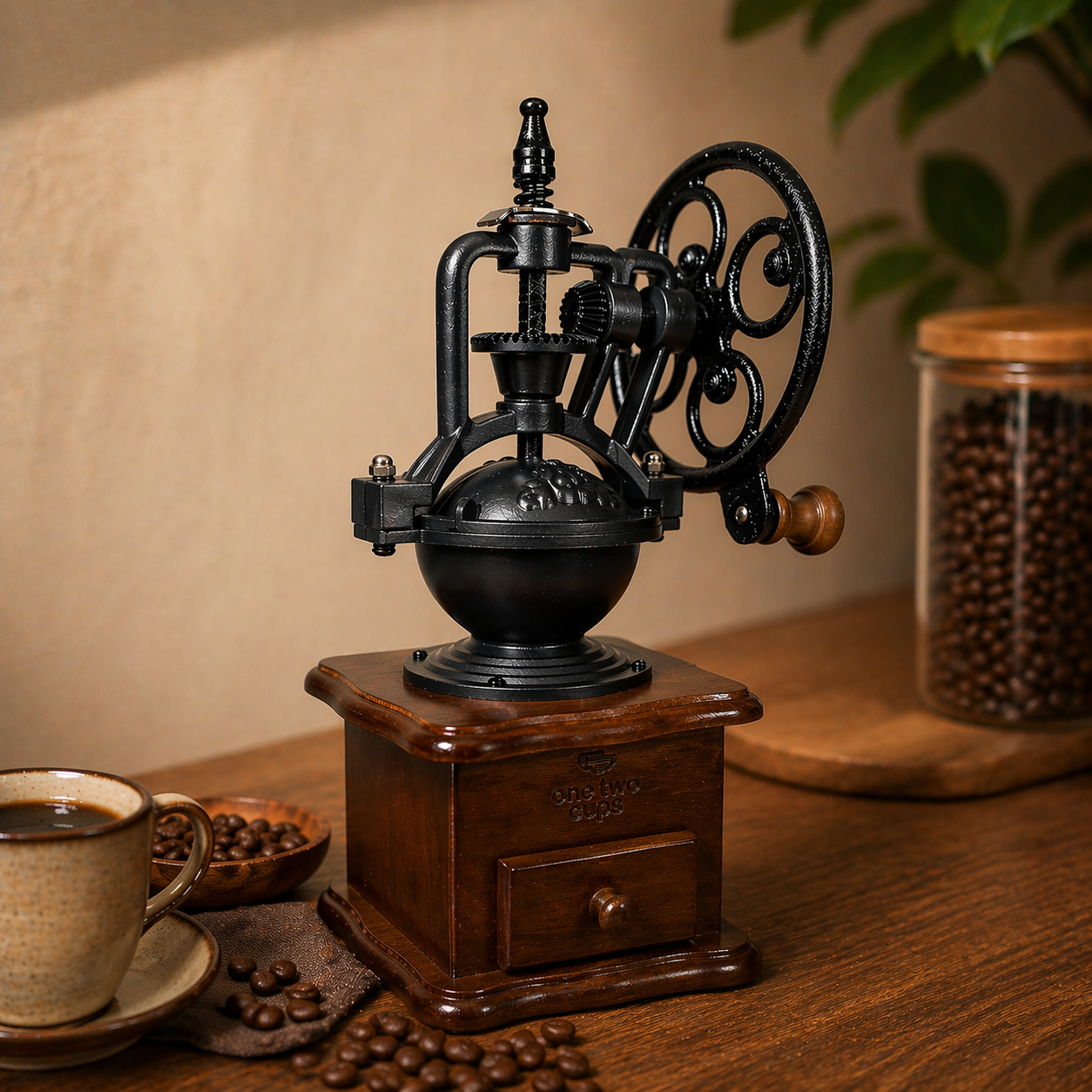 ALOCS Alat Penggiling Kopi Manual Coffee Grinder Wood Adjustable 30g - CW85532