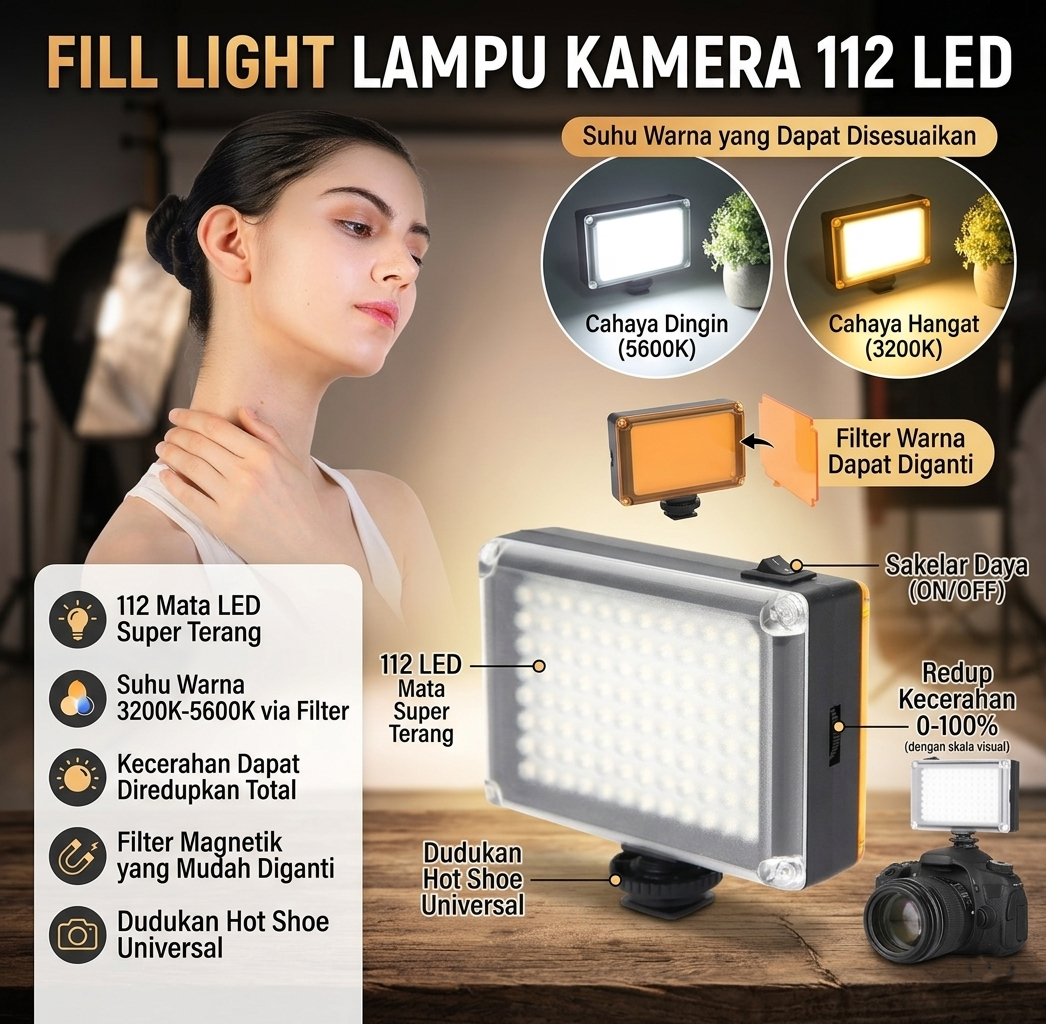 TaffSTUDIO Fill Light Lampu Kamera Video Portable - FT-112