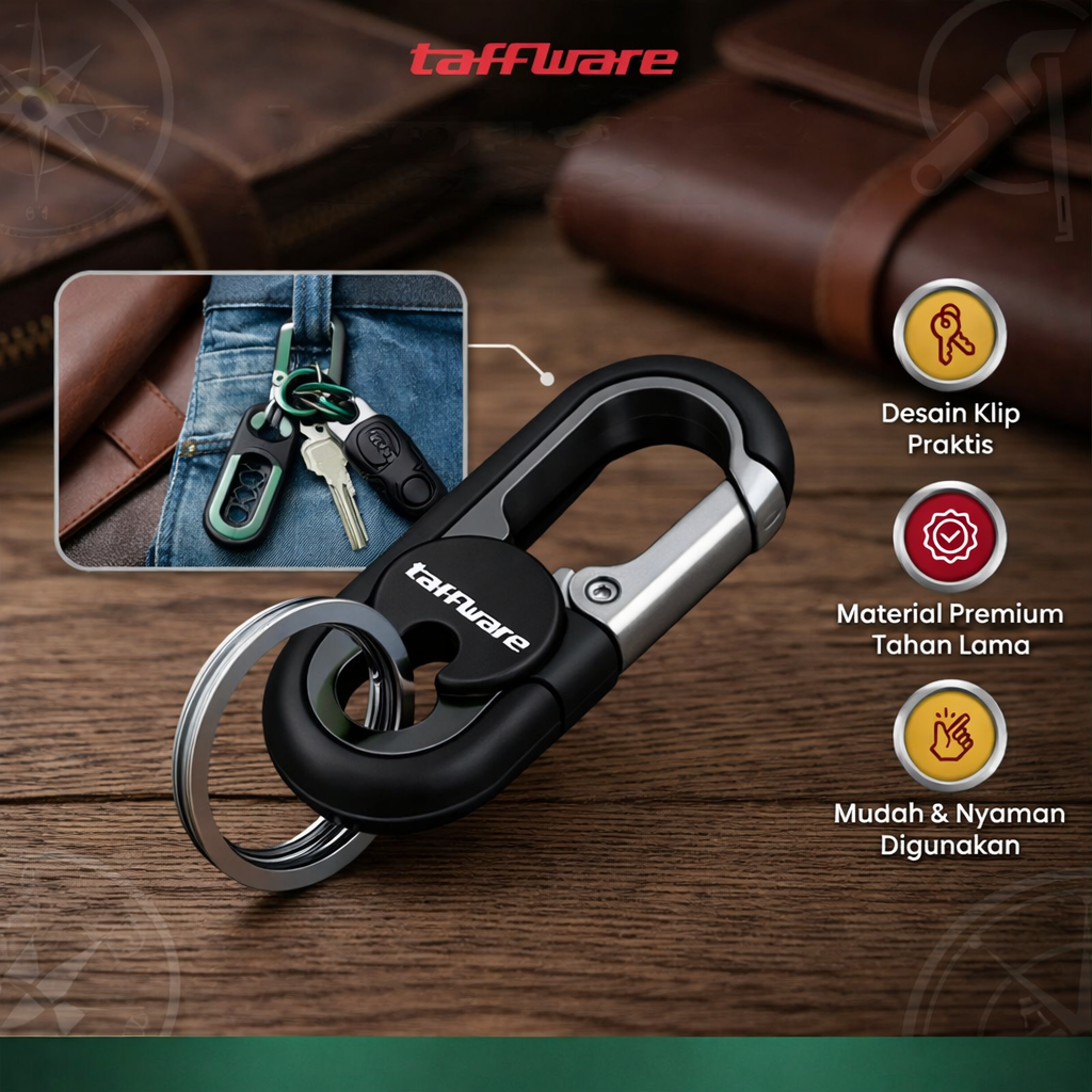 Taffware Gantungan Kunci Carabiner Keychain Clip Stainless Steel - A3746