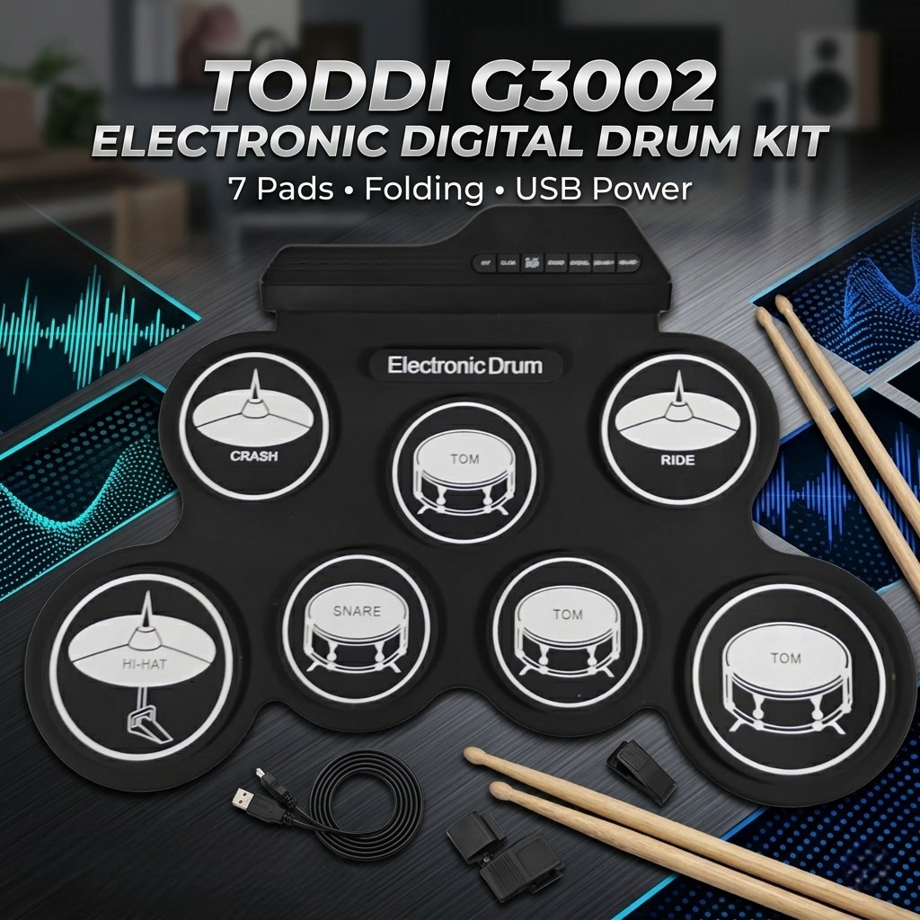 Toddi Electronic Digital Drum Kit 7 Pads Folding USB Power - G3002