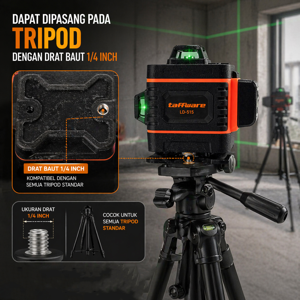 Taffware Laser Level Self Leveling 4D 16 Line with Remote - LD-515