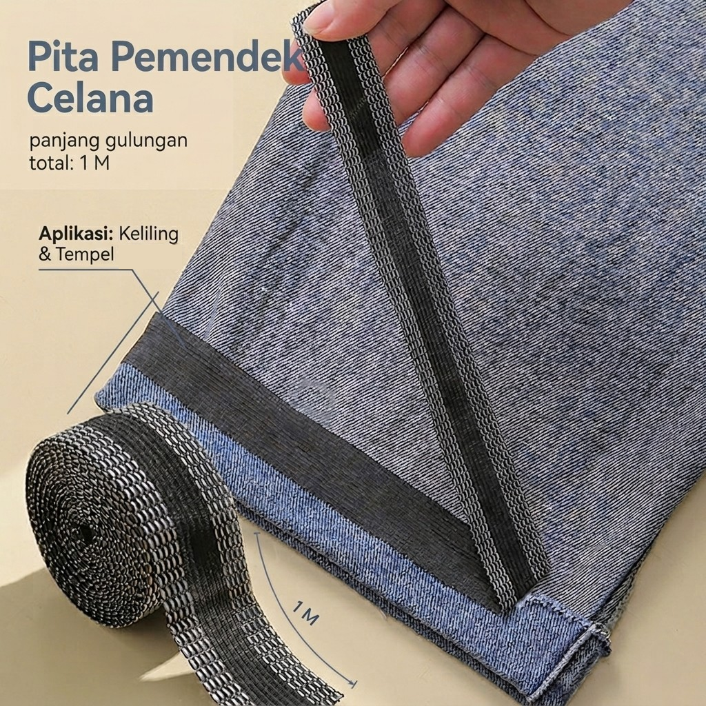 Rhodey Pemendek Celana Self Adhesive Pants Shorten Paste Iron 1M - L-103