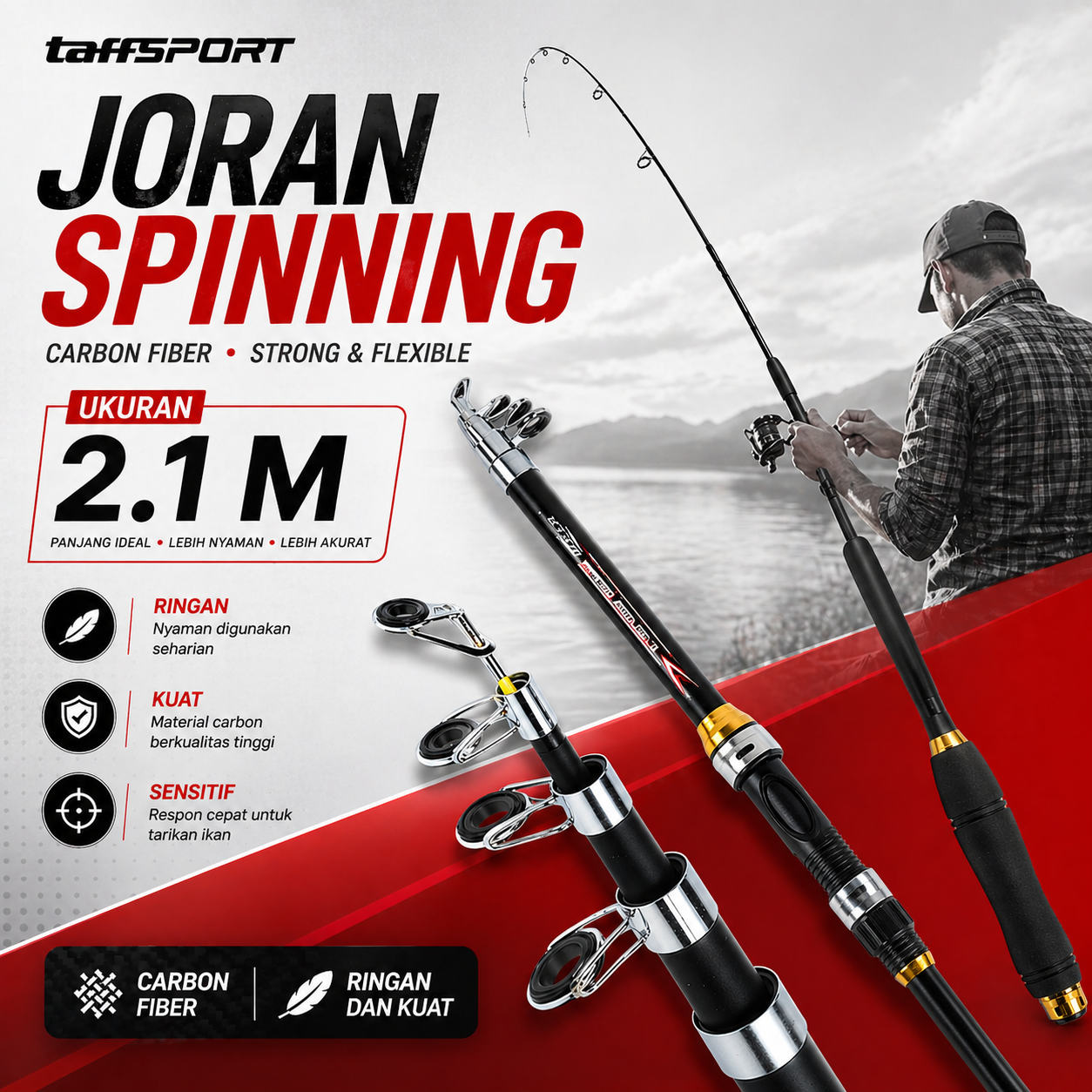 TaffSPORT GHOTDA Tongkat Joran Pancing Fishing Rod Portable Telescopic - C562L