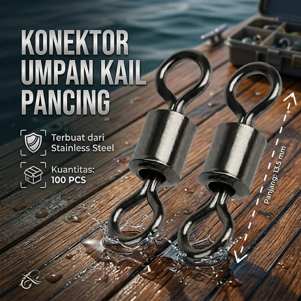 TaffSPORT Rolling Snap Swivel Kili Kili Pancing Konektor Kail 5 100PCS - JYJ05