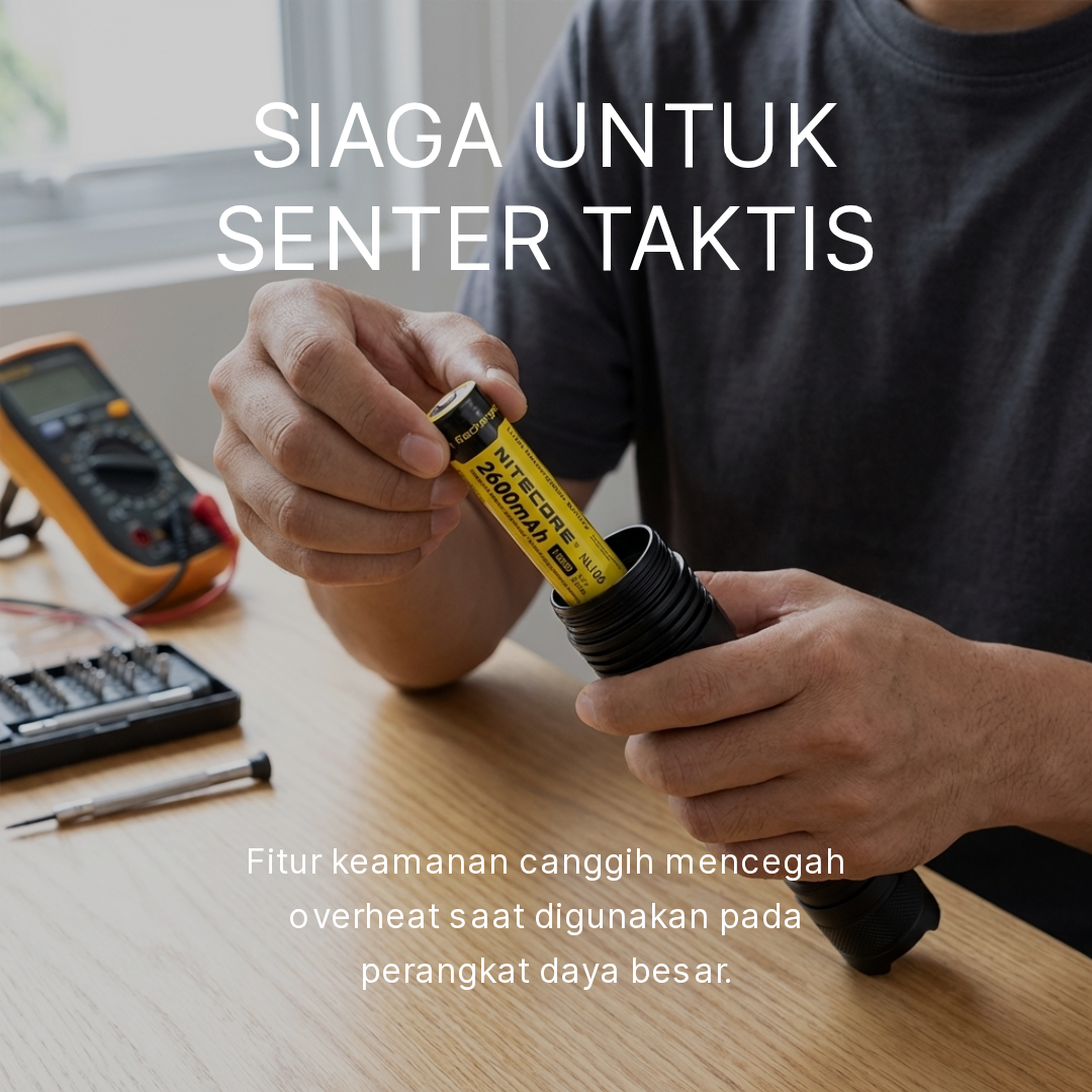 NITECORE Baterai Rechargeable 18650 Li-Ion 3.7V 2600mAh 1 PCS - NL1826