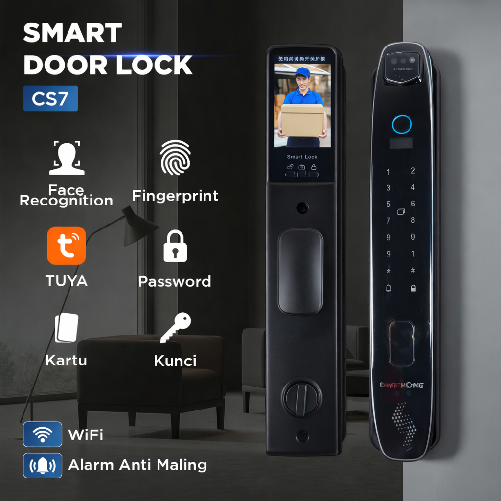 SMARTSTONE Smart Door Lock Fingerprint Face Recognition Tuya App - CS7