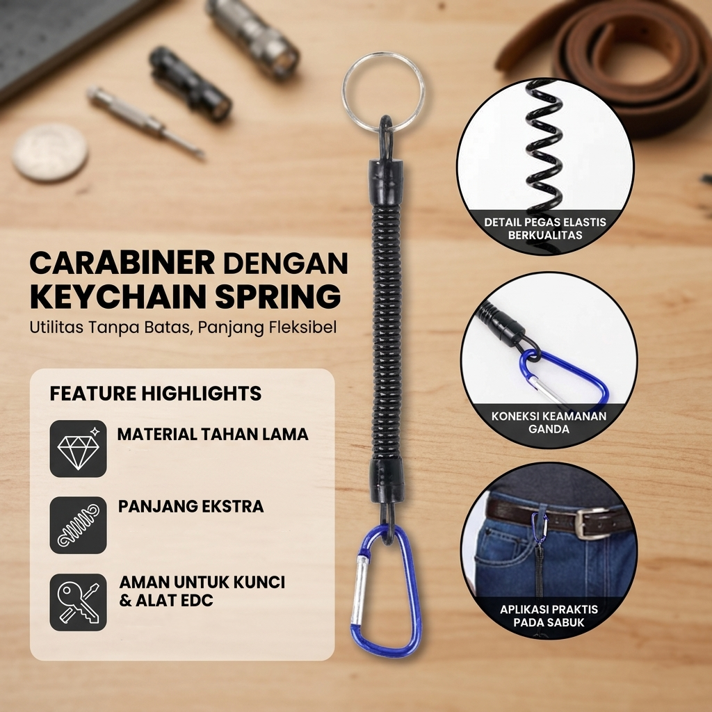 Taffware Carabiner dengan Keychain Per Panjang - SN32