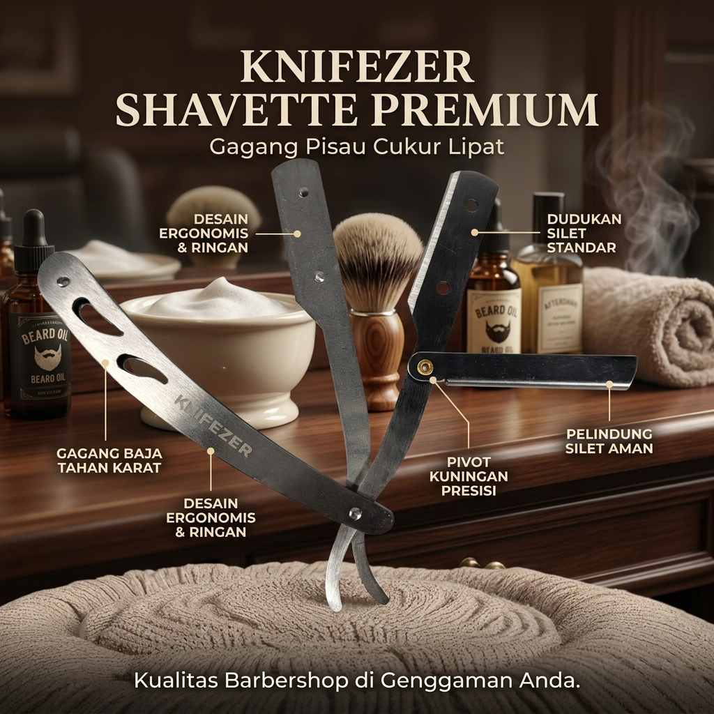 KNIFEZER Gagang Pisau Cukur Lipat Barber Razor Shaving Knife - YT-JAD