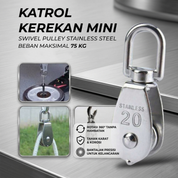 Taffware Katrol Kerekan Mini Serbaguna Swivel Pulley Stainless Steel