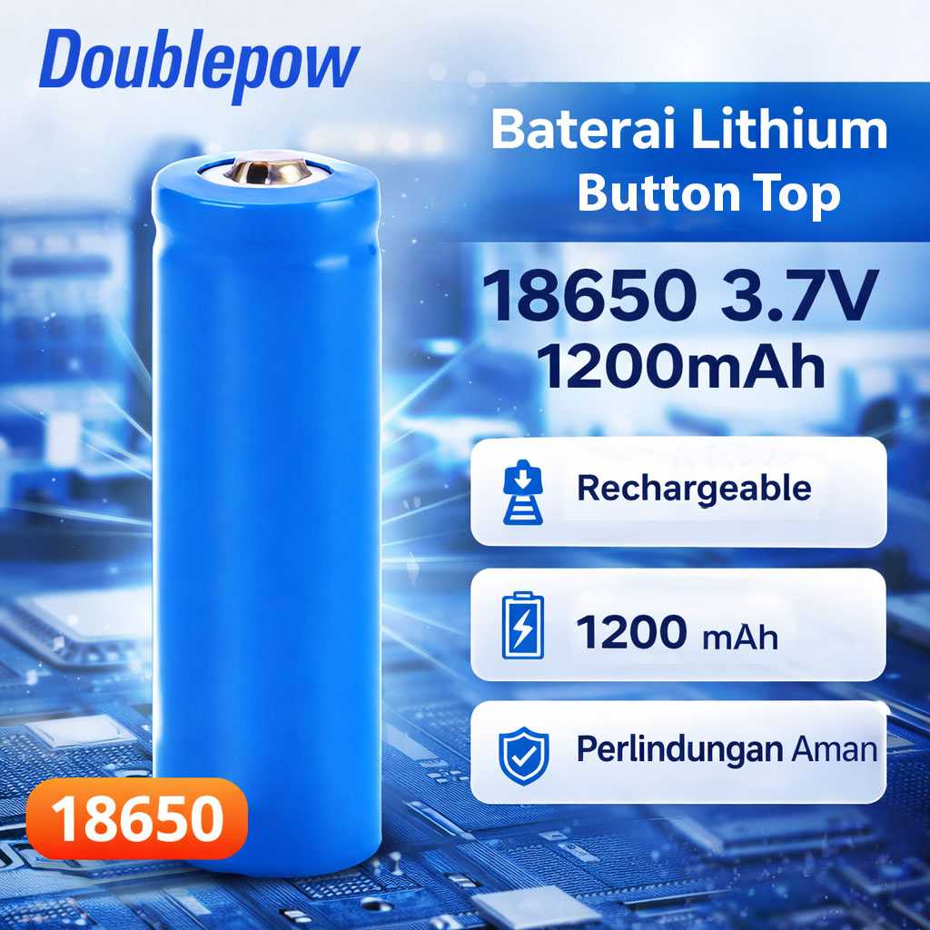 Jual Doublepow Baterai Isi Ulang 18650 Li-Ion Button Top 1200mAh
