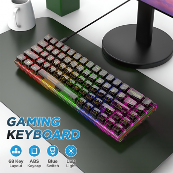 ZYOLANG Keyboard Gaming Wired Mechanical Feel Blue Switches 68 Keys - K60