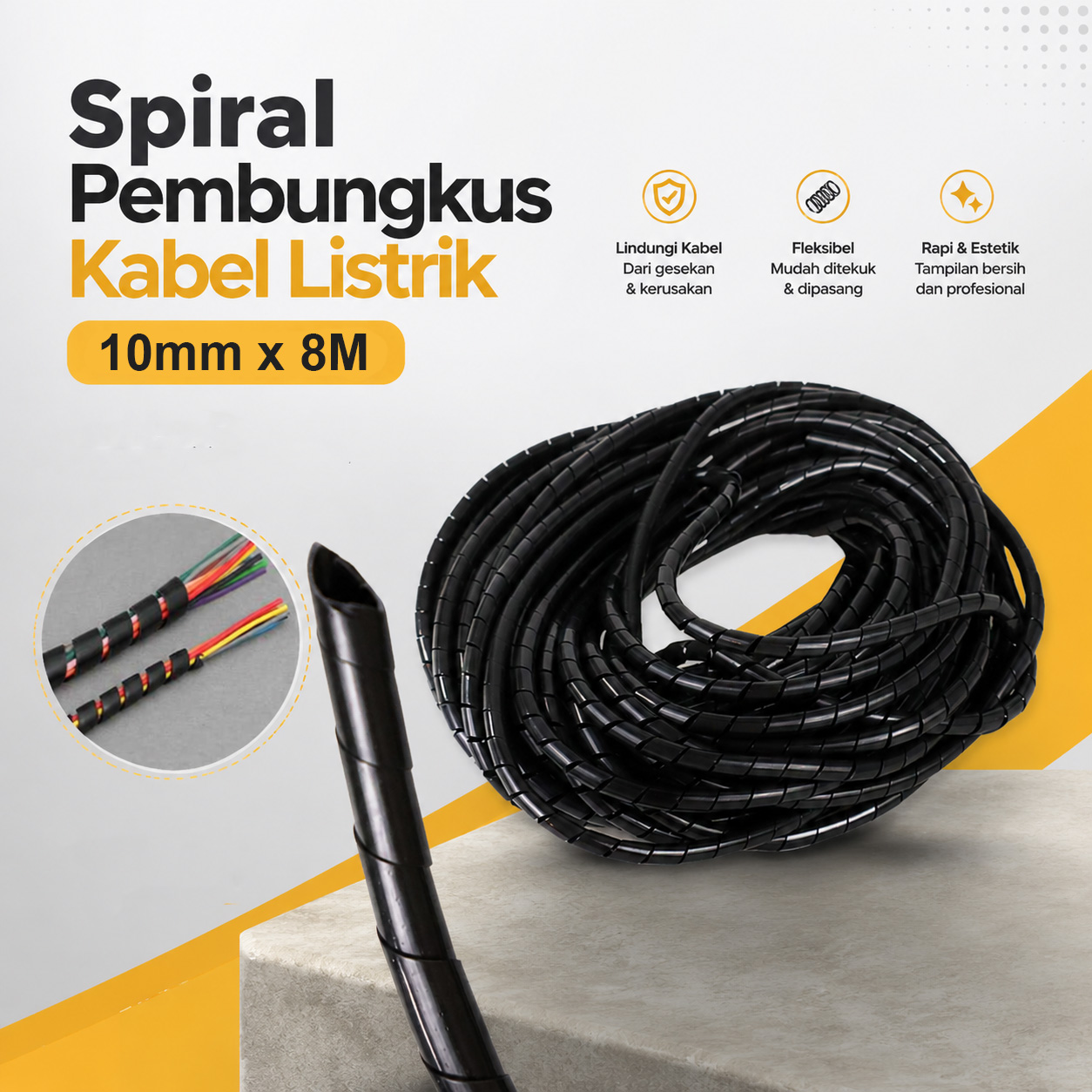Taffware Spiral Pembungkus Pelindung Kabel Listrik Cable Organizer - HPS-60