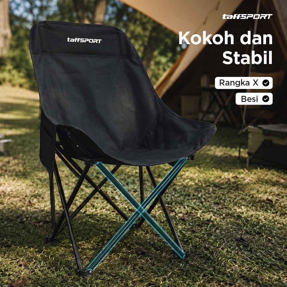 TaffSPORT Kursi Lipat Camping Piknik Portable Foldable with Head Rest - TP2