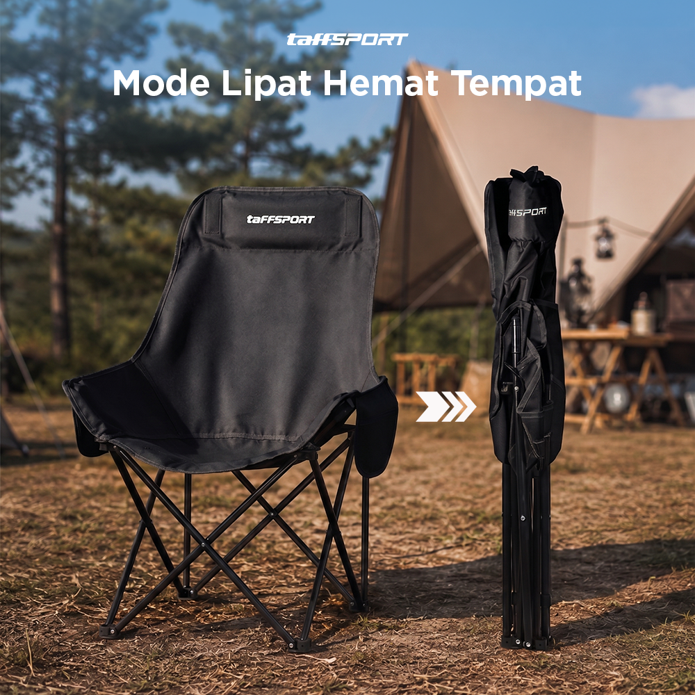 TaffSPORT Kursi Lipat Camping Piknik Portable Foldable with Head Rest - TP2
