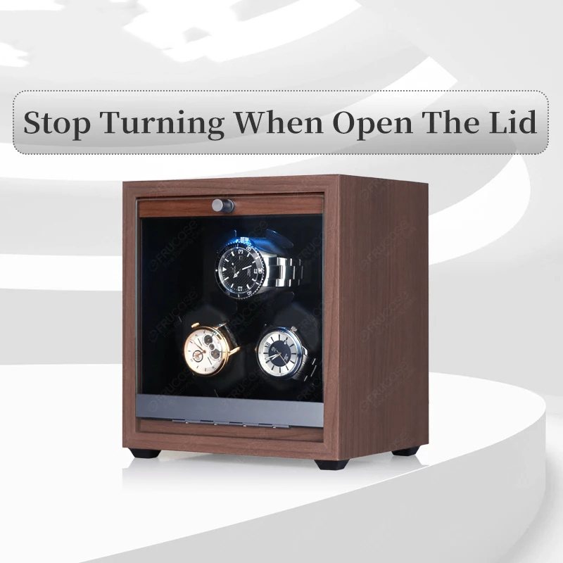 FRUCASE Watch Winder Wood LED Pemutar Jam Tangan Otomatis 3 Slot - SKW167