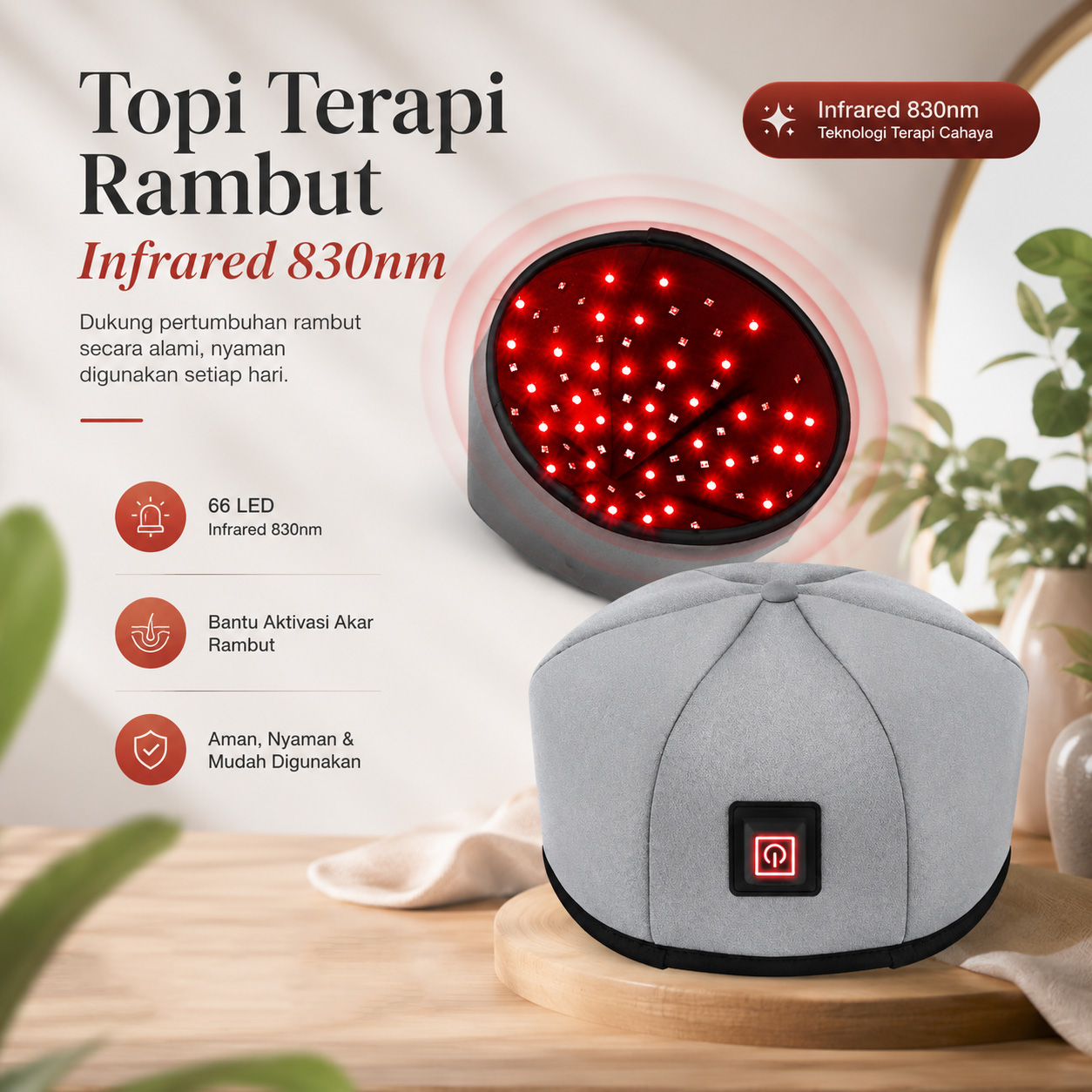 LOVTRAVEL Topi Terapi Rambut Infrared Hair Growth Therapy Cap 830nm - LT629