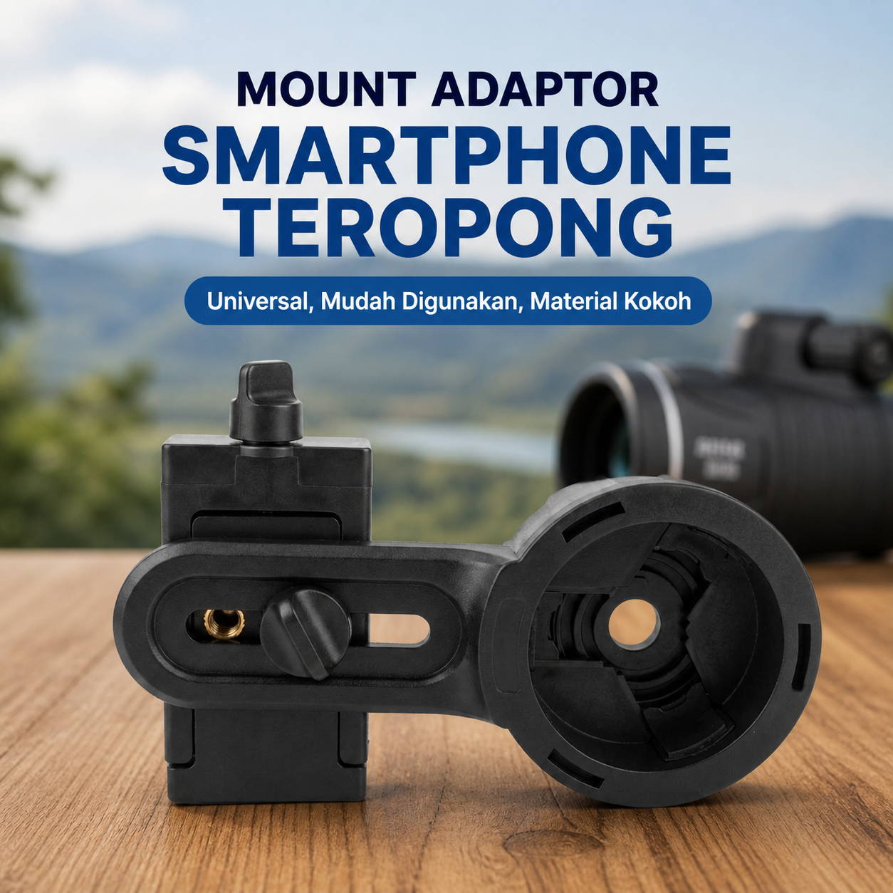 Mount Adaptor Smartphone ke Teropong Monokular Universal Digiscoping - WNJ-01