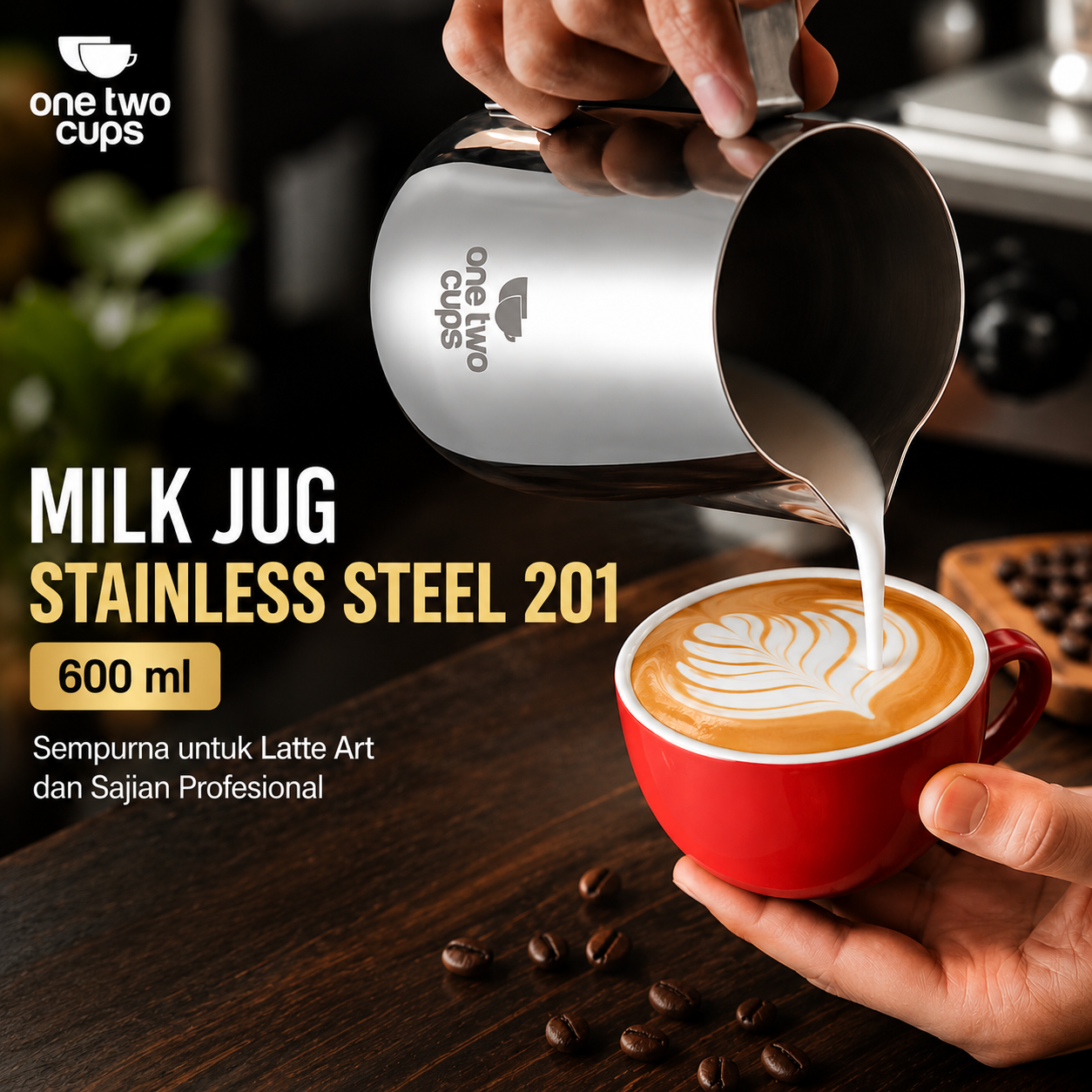 One Two Cups Milk Jug Latte Art Gelas Susu Kopi Espresso Frother Foam - J068