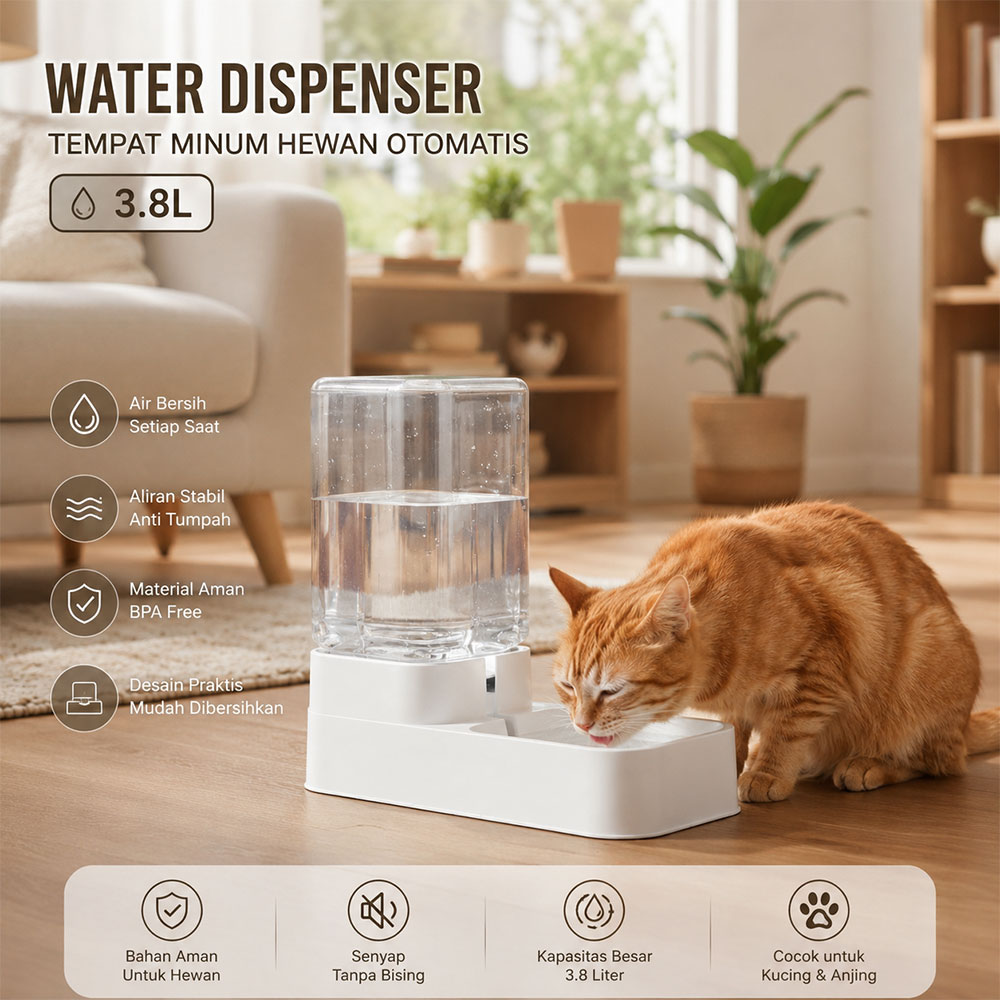 BaoRun Water Dispenser Tempat Minum Kucing Anjing Otomatis 3.8L - H-38
