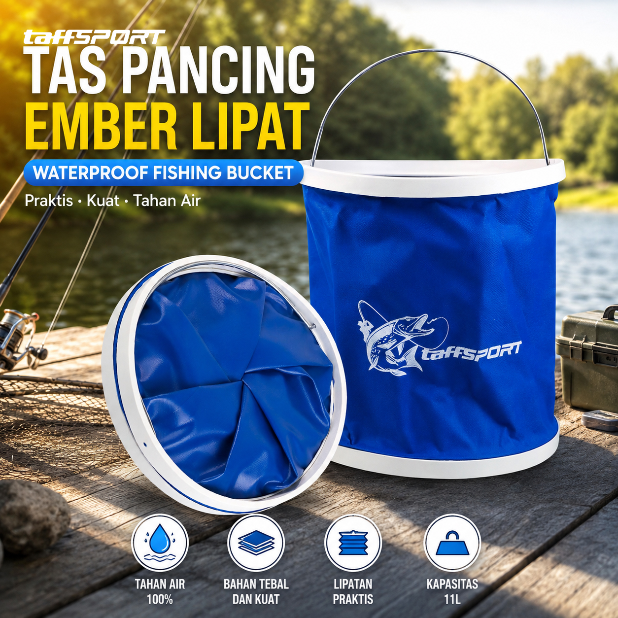 TaffSPORT Tas Pancing Ember Lipat Waterproof Fishing Bucket