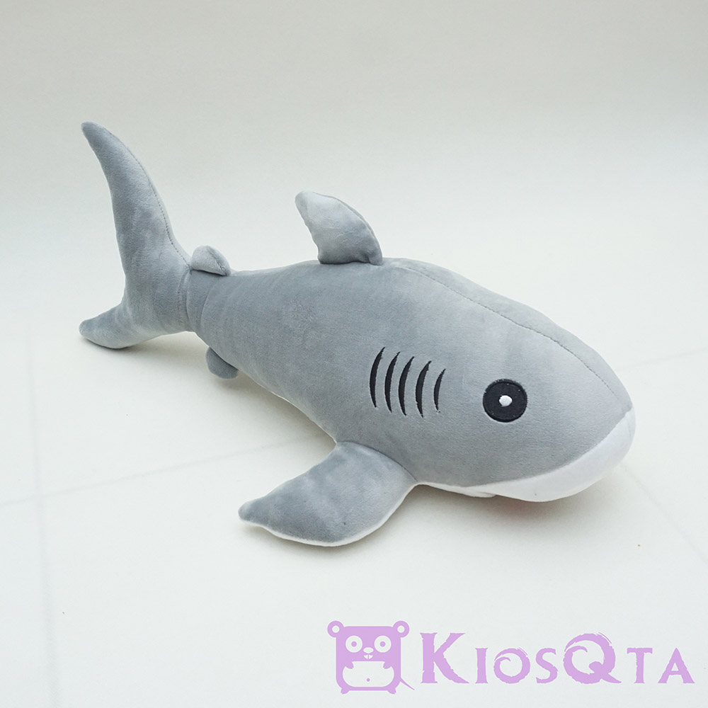 boneka hiu lucu cute shark abu abu bordir medium MAY