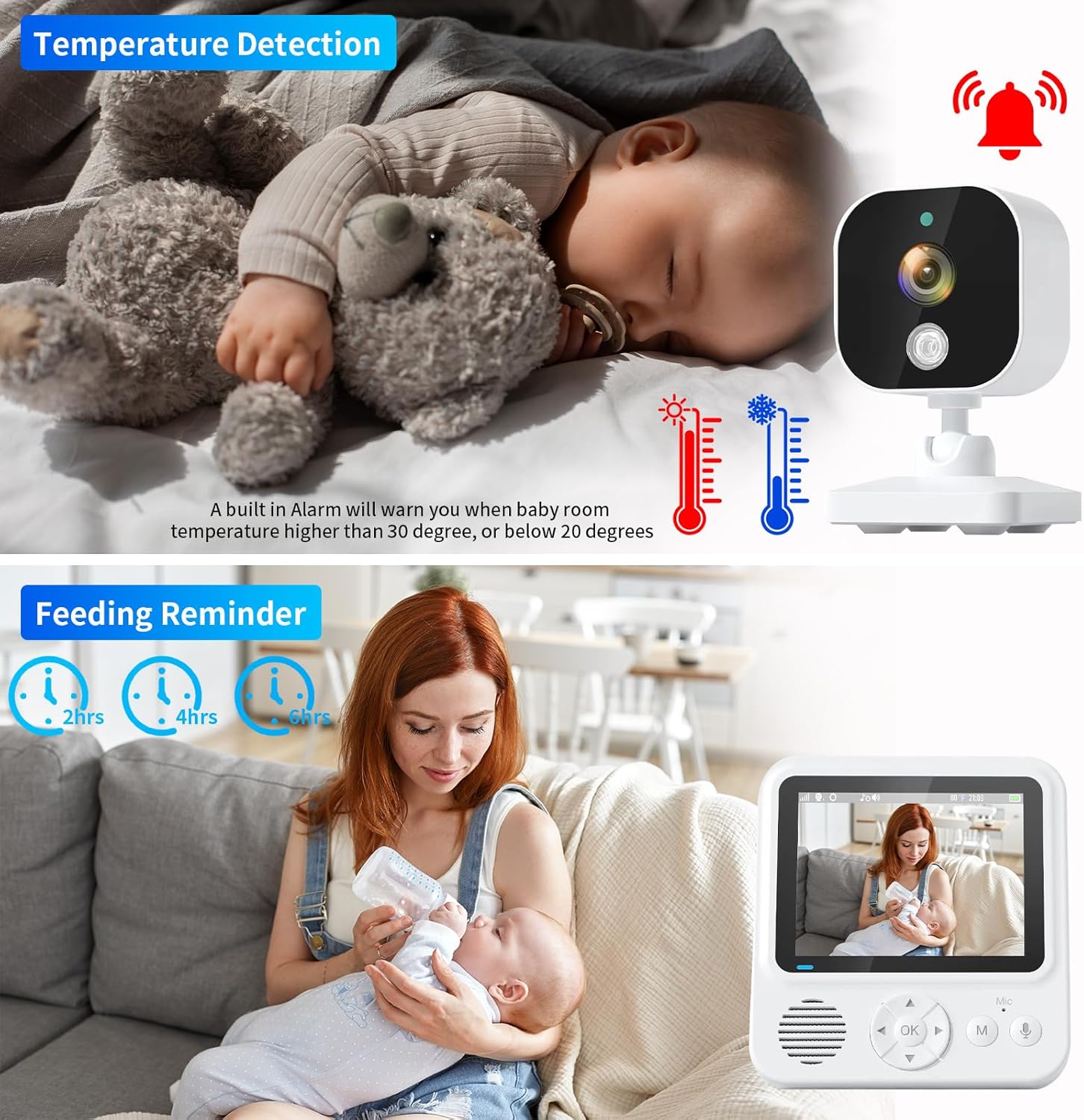 JIYUE Baby Monitor CCTV Display Camera Two Way Talk 2.8 Inch 1500mAh - ABM-900