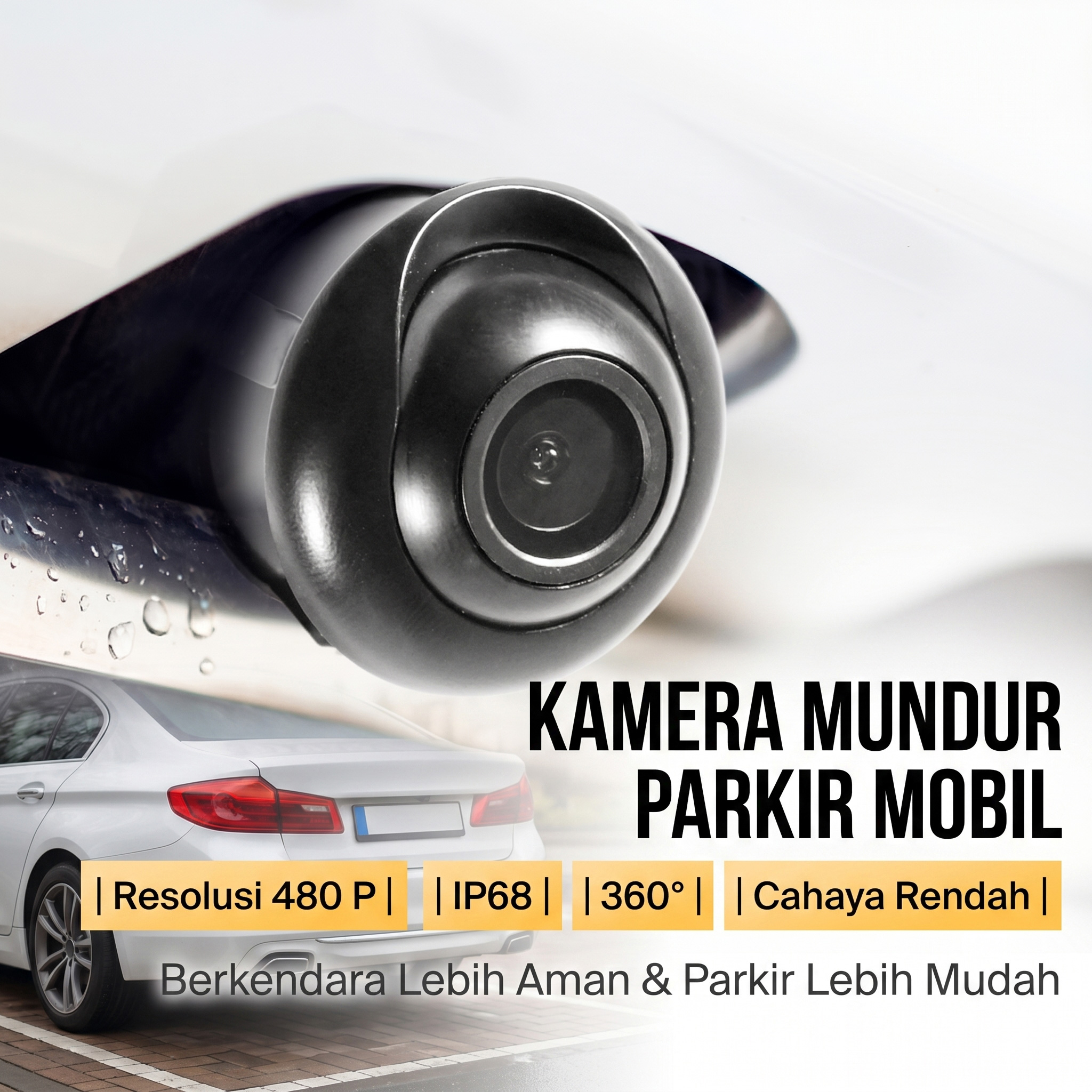 Kamera Mundur Parkir Mobil 360 Degree Compact 480TVL IP68 - W360
