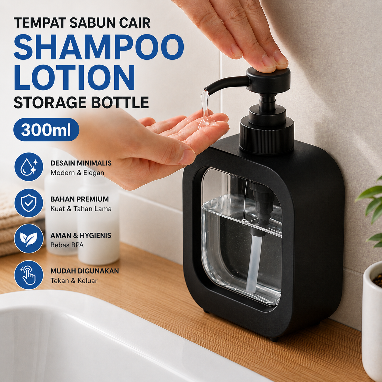 HAROKO Tempat Sabun Cair Shampoo Lotion Storage Bottle 300ml - HK-30