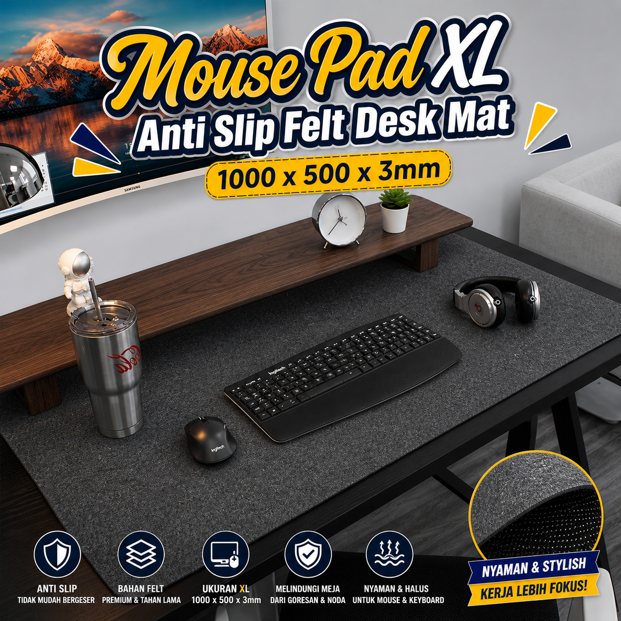 Mairuige Mouse Pad XL Anti Slip Felt Desk Mat - EZ142