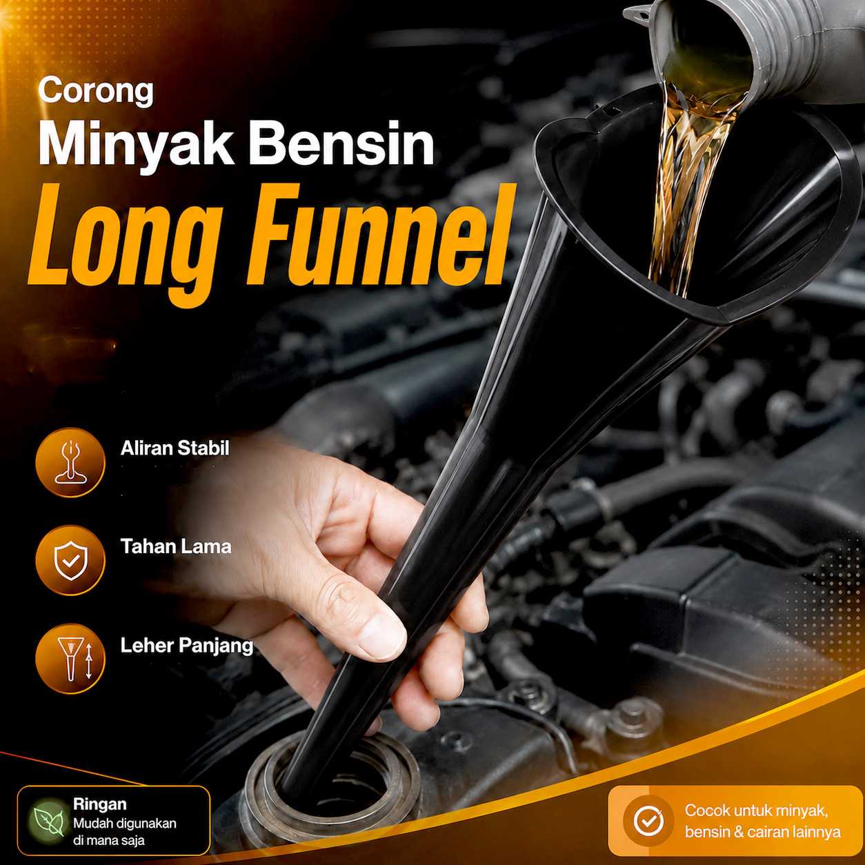 OTOHEROES Nozzle Corong Air Minyak Bensin Long Mouth Funnel - PP25