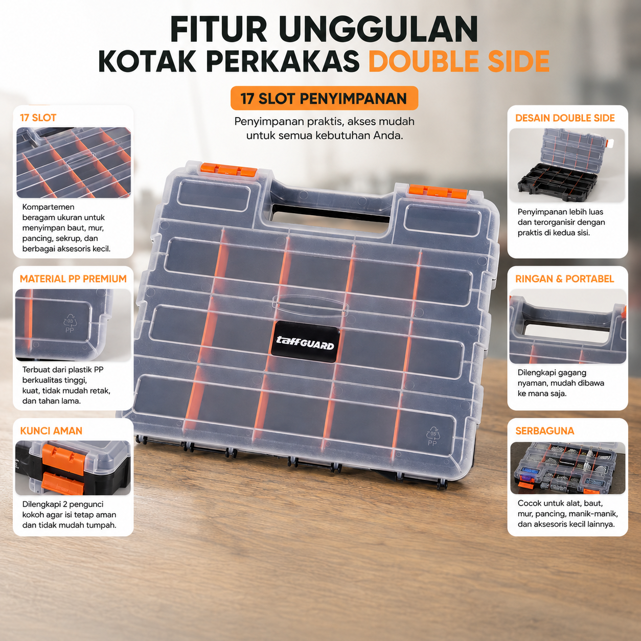 FNICEL Kotak Perkakas Multifungsi Storage Tool Box Double Side - G-322