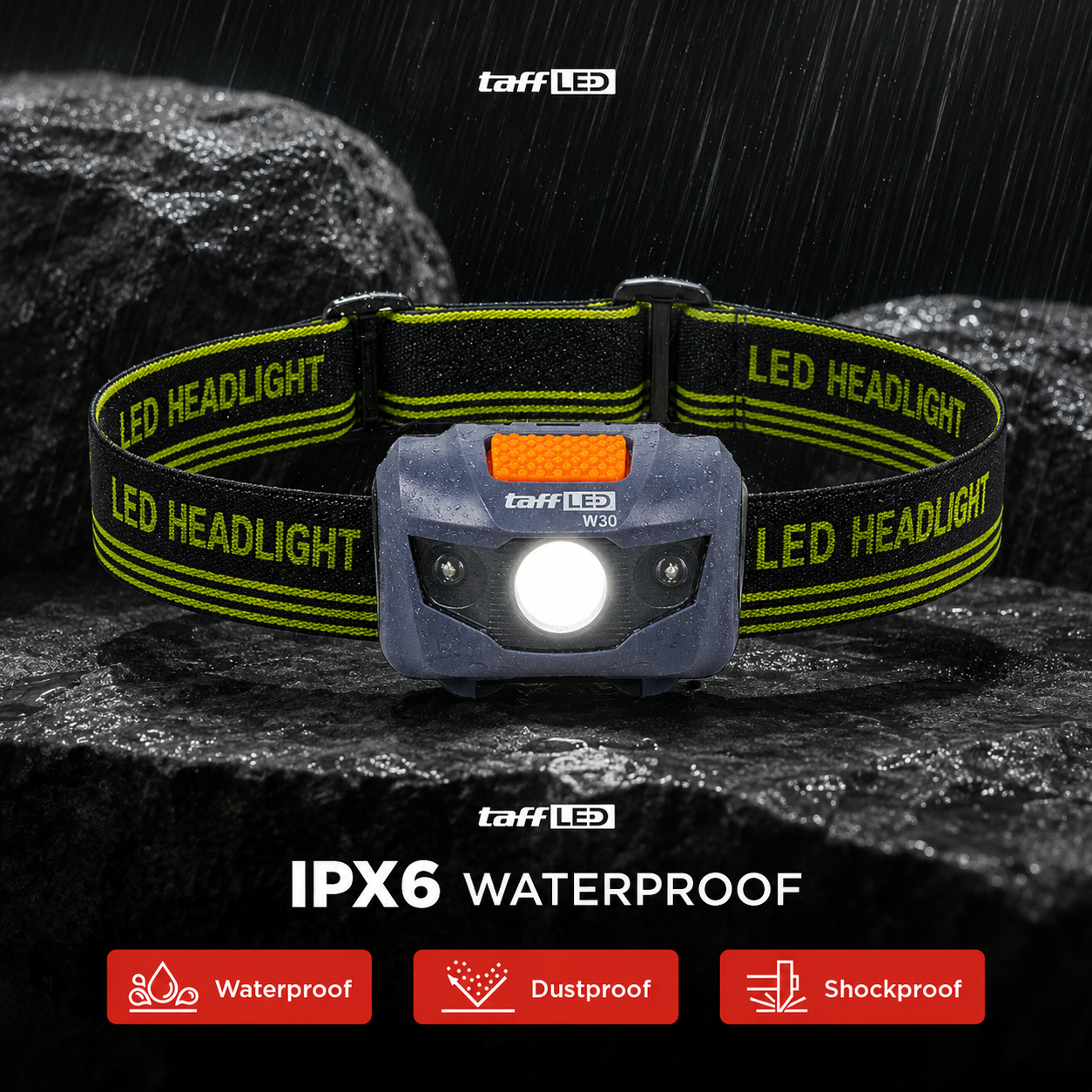 TaffLED Senter Kepala Headlamp LED Flashlight White and Red Waterproof - W30 - Gambar 5