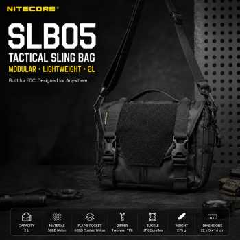 NITECORE Tas Sling Bag Tactical Modular Lightweight 500D Nylon 2L - SLB05