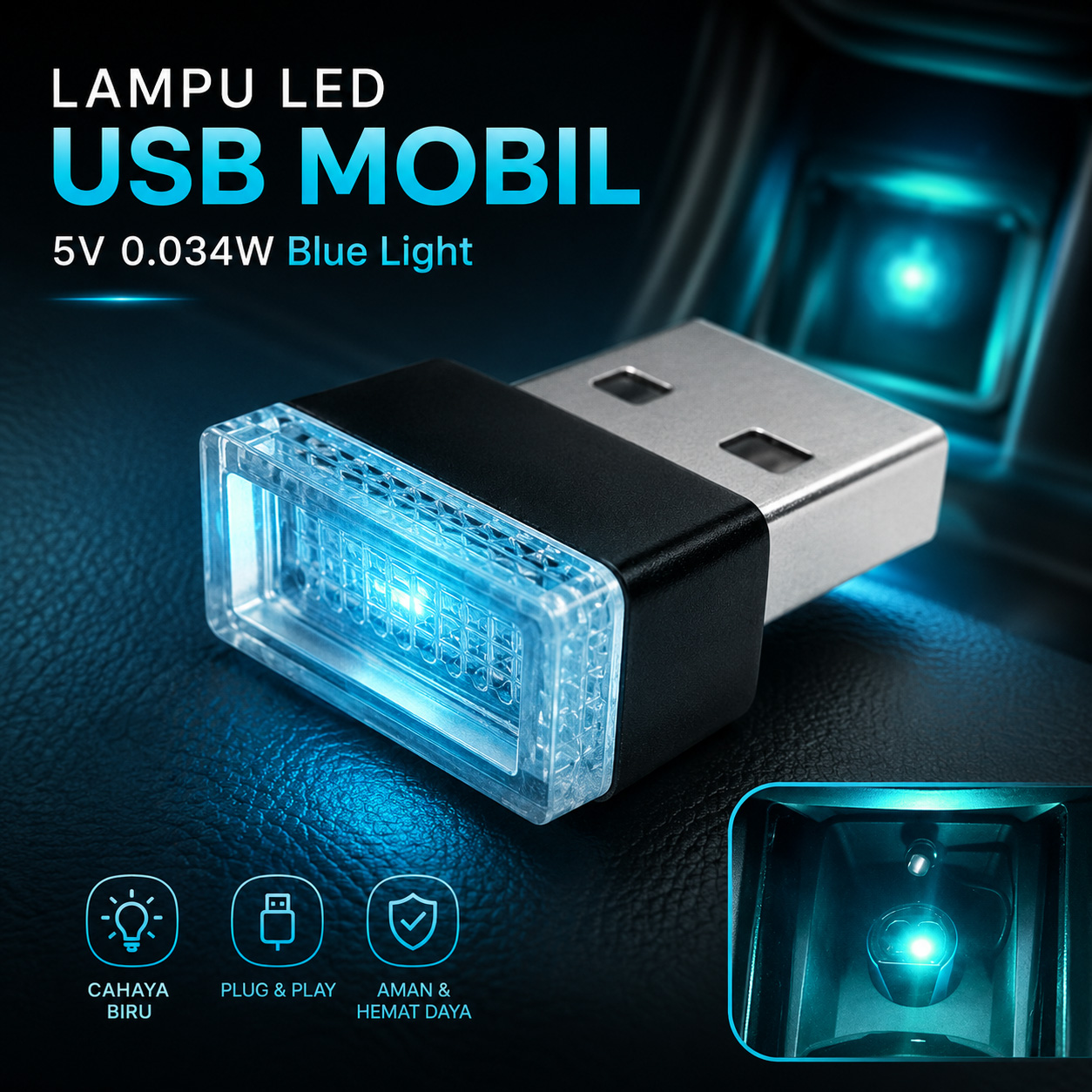 PHELENSEYE Lampu LED USB Mobil Dekorasi Interior 5V 0.034W - TY203