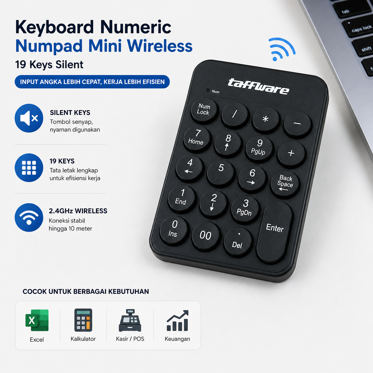 Numepad Keyboard Jual Taffware Keyboard Numeric Numpad Mini 2.4GHz Silent 19 Keys