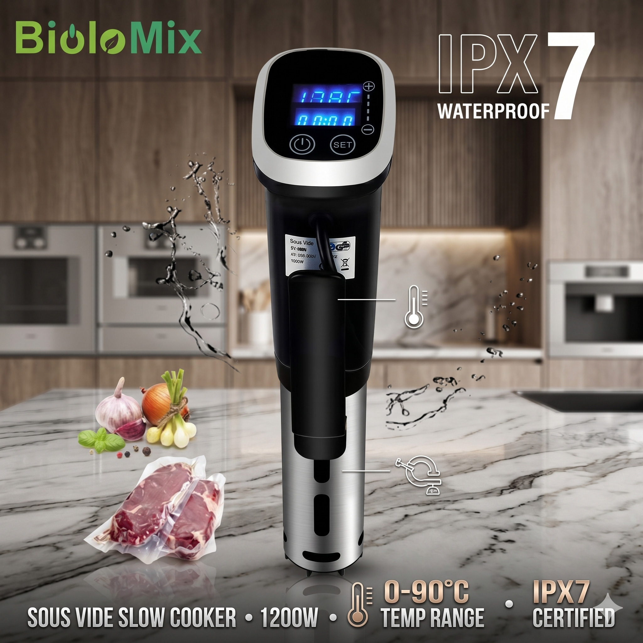 BioloMix Sous Vide Vacuum Heater Slow Food Cooker 1200W - SV-8008