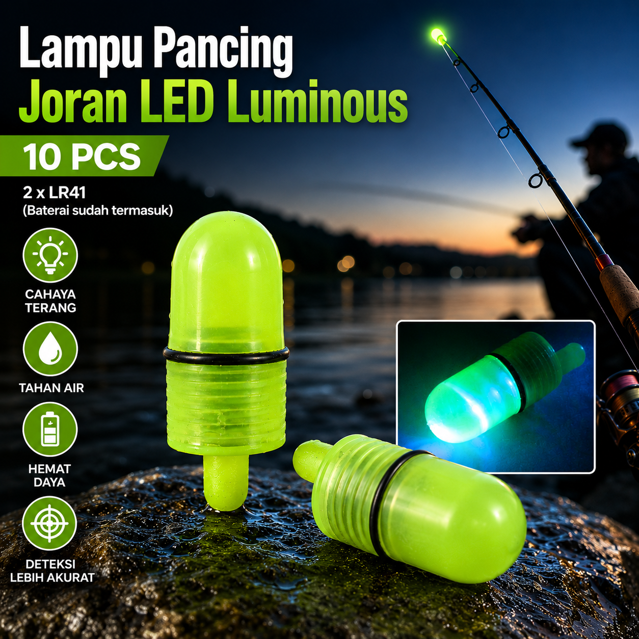 Gmarty Lampu Pancing Joran LED Luminous Waterproof 10 PCS - Q0142