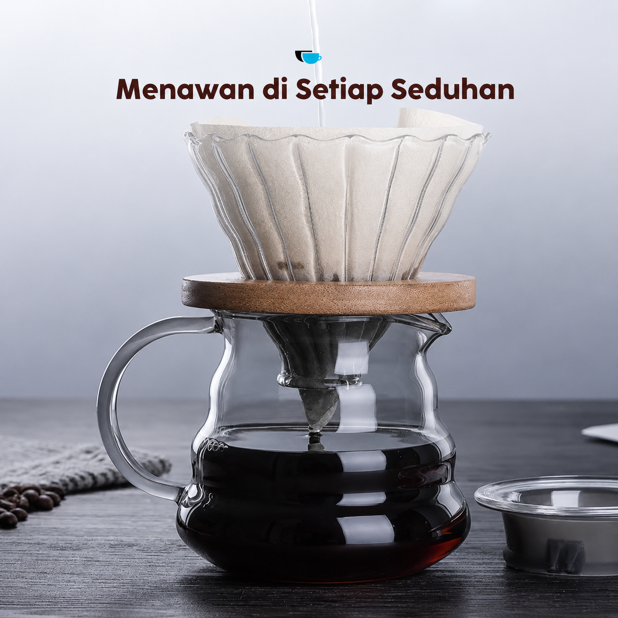 One Two Cups Coffee Server V60 Drip Pour Over Borosilicate Glass - SE101 - Gambar 3