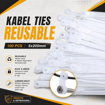 TaffGUARD Kabel Ties Zip Screw Hole Cable Reusable 100 PCS - Z150