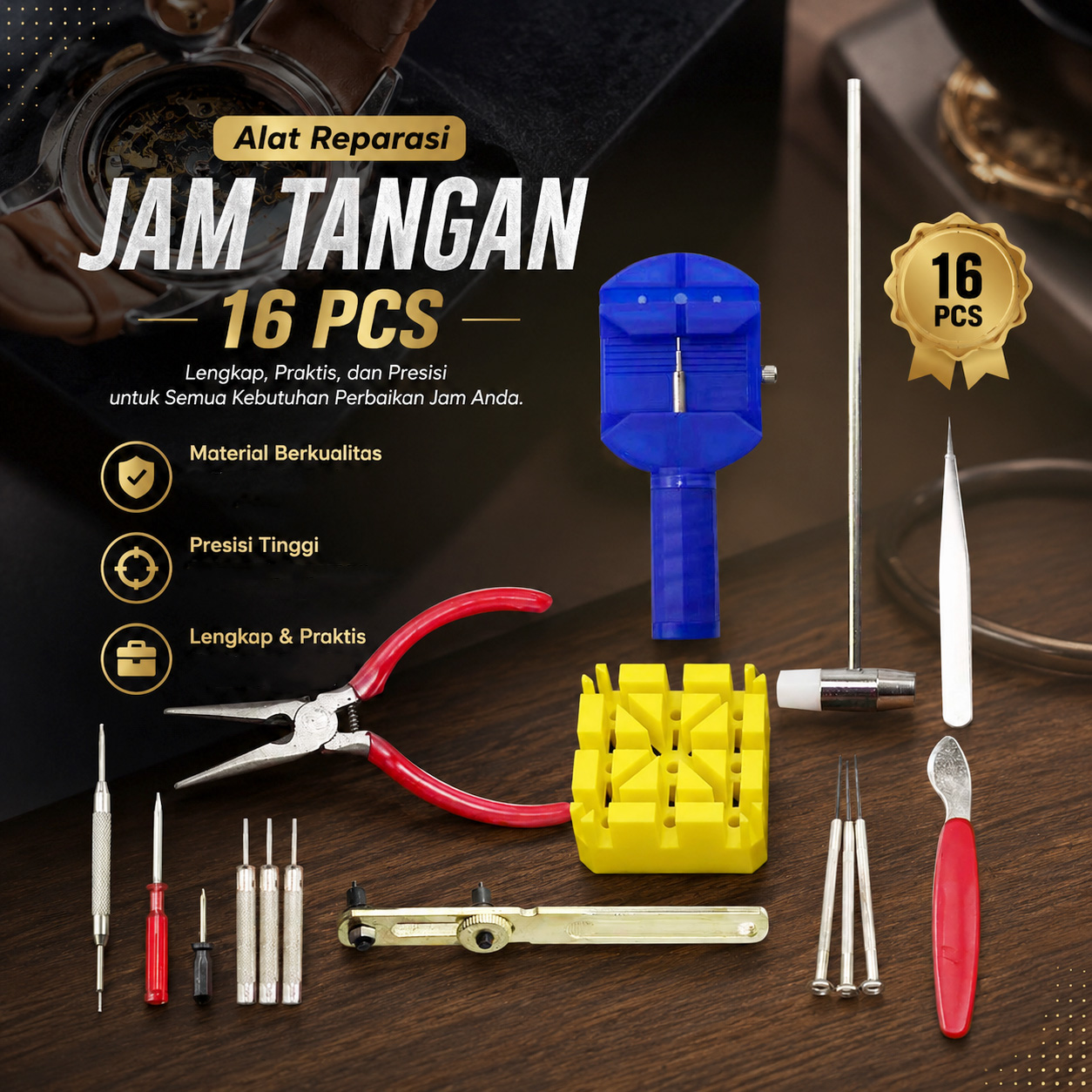 Alat Reparasi Servis Jam Tangan Set 16 PCS - WW082