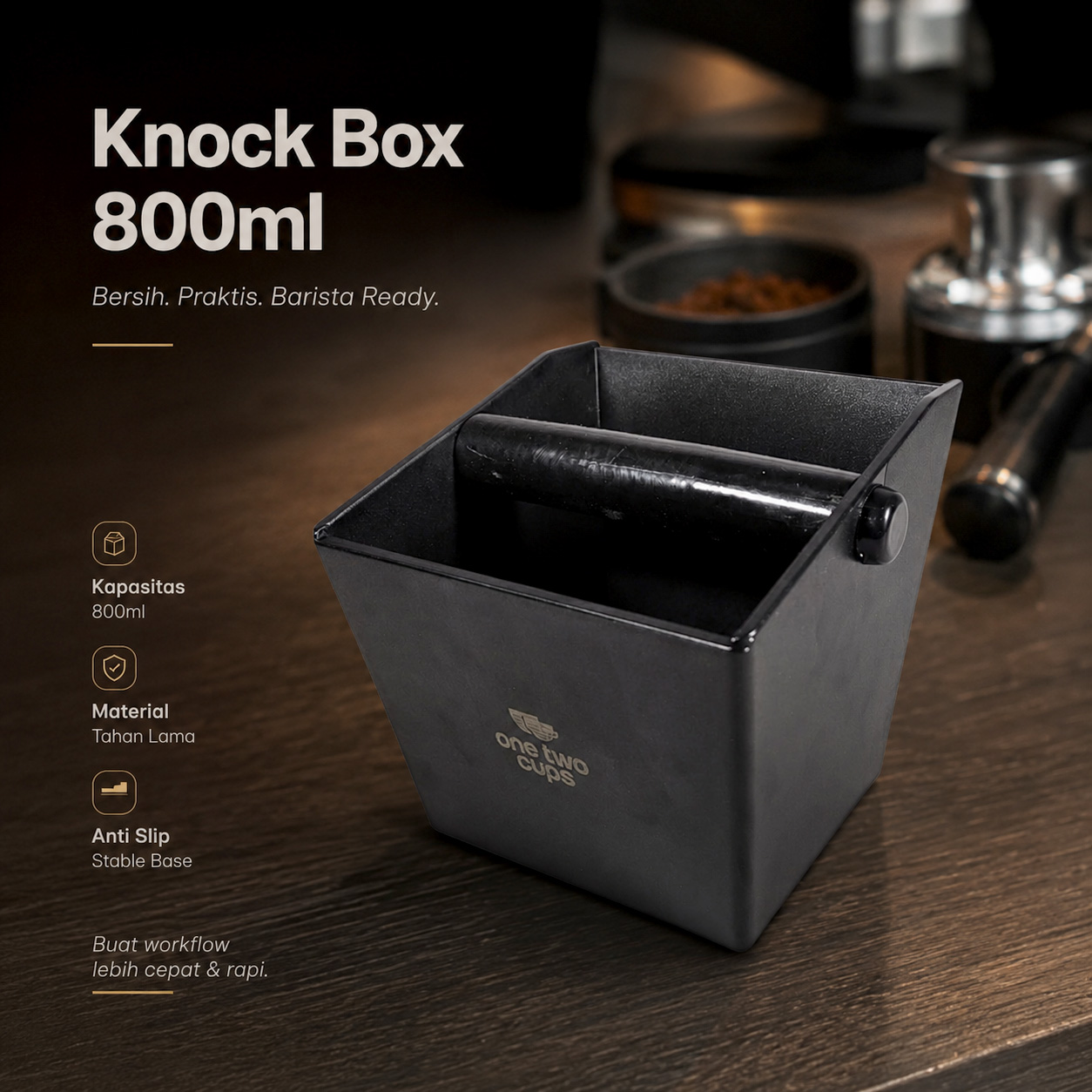 Yiurse Wadah Ampas Kopi Espresso Knock Box Container ABS 800ml - Y-80