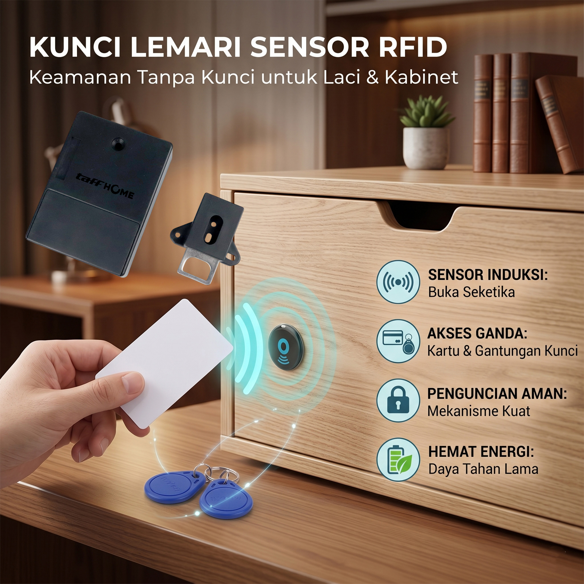 TaffHOME Security Kunci Lemari Sensor RFID Keyless Cabinet Door Lock - SCRFID